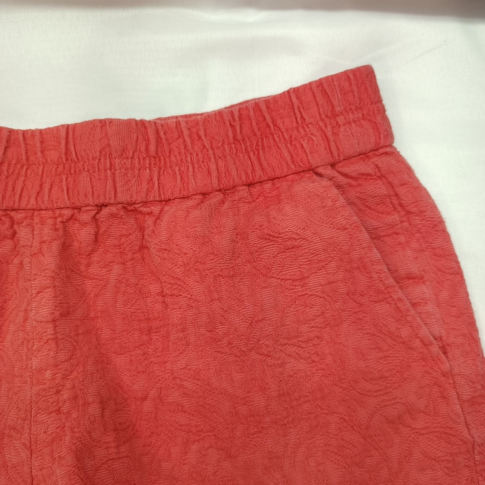 J.Crew Womens 6 Coral Pink Textured Floral Matelasse Pull On Shorts Casual Beach - Picture 2 of 5